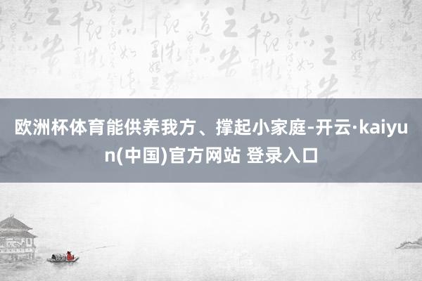 欧洲杯体育能供养我方、撑起小家庭-开云·kaiyun(中国)官方网站 登录入口